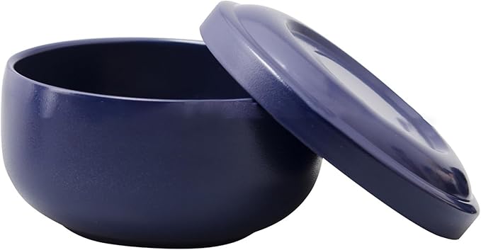 Yinhing Stainless Steel Shaving Bowl with Lid,Blue Shaving Mug for Shave Cream and Soap Blistering,Unbreakable Shaving Cup for Wet Shaving