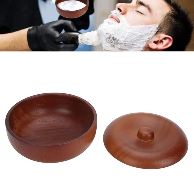 Wooden Shaving Brush Bowl Barber Tool for Organizing Shaving Accessories, Made of Durably Rubber Wood, Lightweight and to, Ideal for Creating Rich