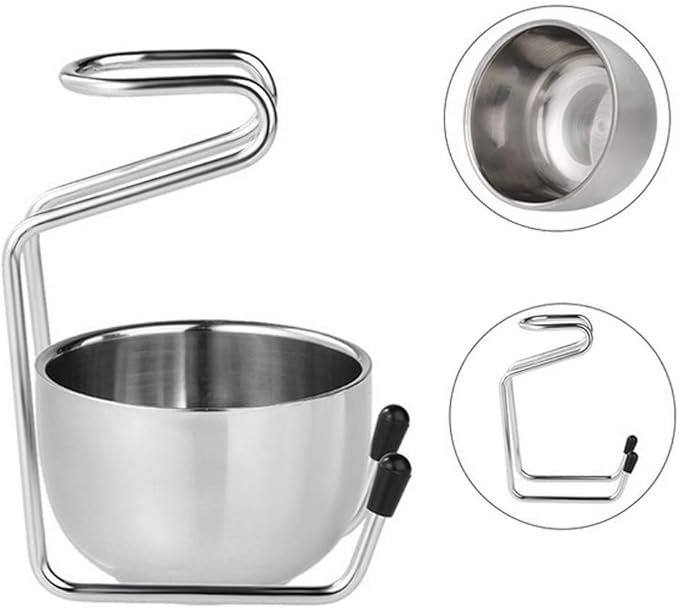 Stainless Steel Shaving Stand & Bowl Set Adjustable Safety Razor Holder Men's Bathroom Grooming Organizer