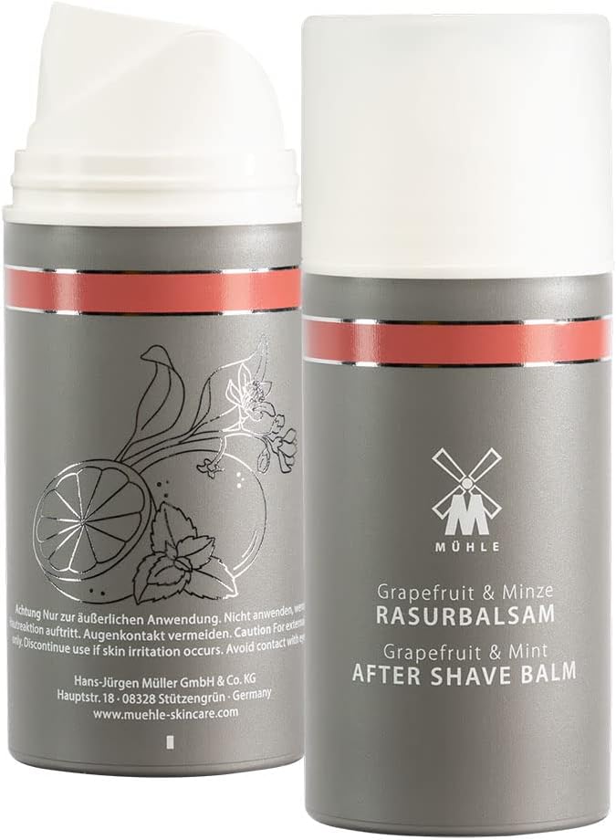 MÜHLE Grapefruit & Mint Aftershave Balm, 100ml – Aftershave for Men, Soothe & Nurture The Skin, Vitalizing Mint Oil for Cooling Effect, Post Shave Balm, Men’s Aftershave