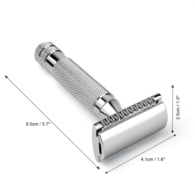 Classic Double Edge Safety Shaving Razor, Pure Copper Handle,1 Razor + 10 pcs Super Stainless Steel Blades