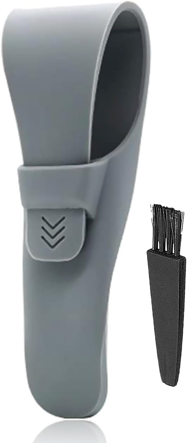 LinMei Silicone Razor Travel Case Compatible with Gillette, Parker, Merkur Razor (Grey+Cleaning Brush)