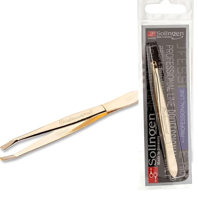 Solingen Germany Slant Tip Stainless Steel Eyebrow & Facial Hair Hand-Filed Made in Germany