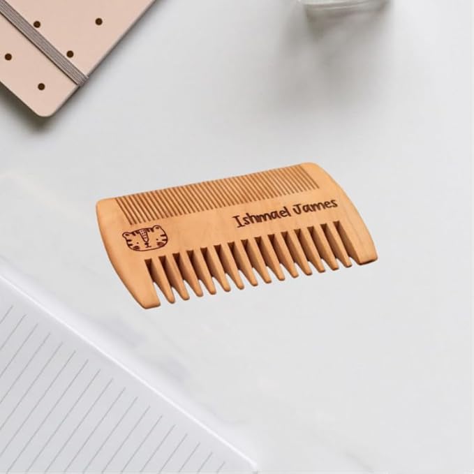 Personalized Engraved Name Beard Comb, Customized Carved Text/Icon Peach Wood Comb, Personalized Gifts for Men's Hair, Beard
