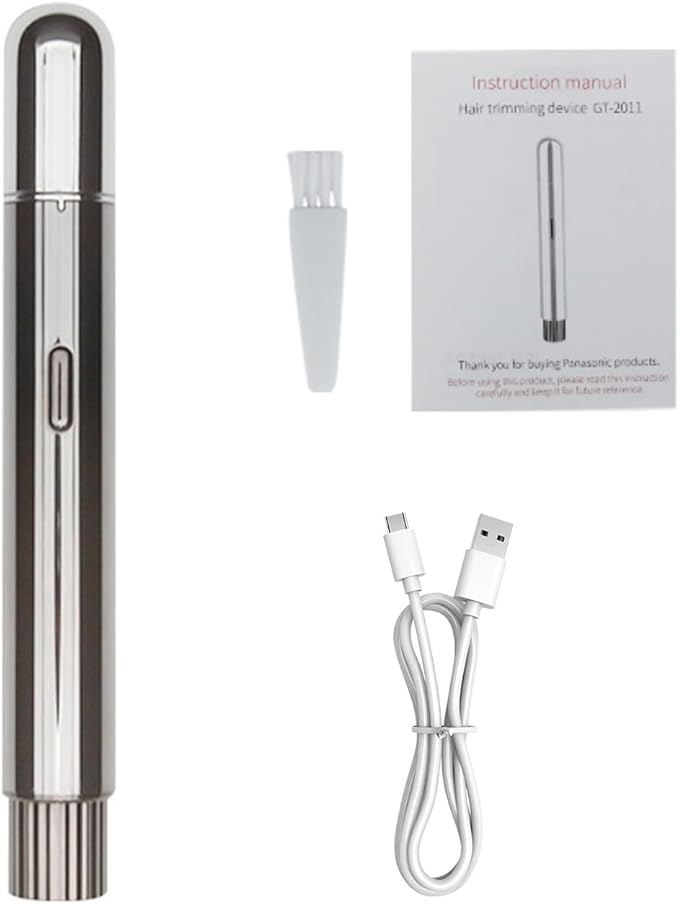 ZJchao Electric Eyebrow Hair Remover with LED Light, Eyebrow Facial Hair Removal with Cleaning Brush Charging Cable for Women, Portable Nose Trimmer Washable Head (Silver)