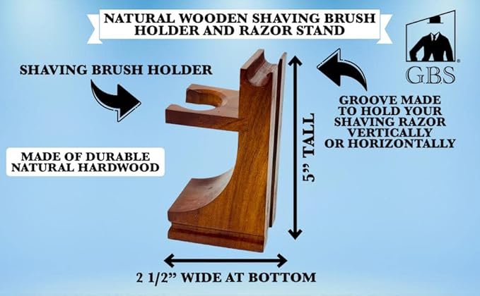 G.B.S GENTS Men's Wood Shaving Bowl & Shave Brush Set – Premium Shaving Kit with Stand, Synthetic Shave Brush & Signature All Natural Soap – Grooming Gift for Men,Wet Shaving Essentials