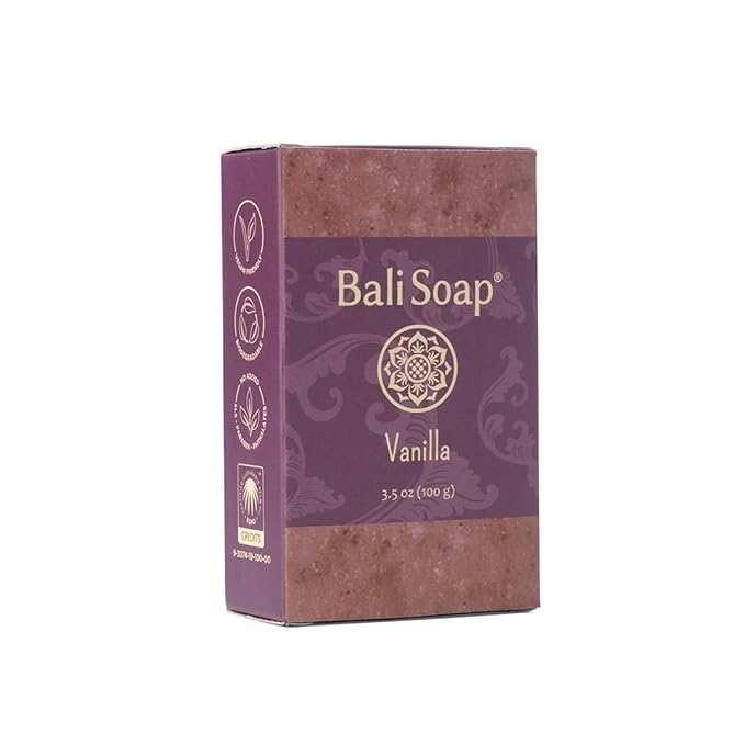 Bali Soap - Vanilla Natural Soap Bar for Men & Women - Vegan, Handmade, Exfoliating, Moisturizing Soap - 3 Pack, 3.5 Oz Each