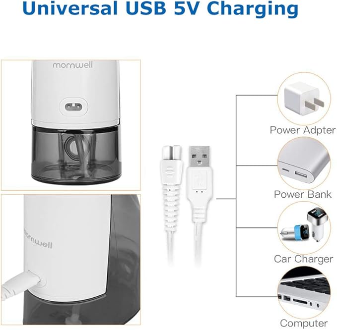 Mornwell Water Flosser Cordless, Water Flossers for Teeth - 300ML Tank and 4 Jet Tips, 3 Modes Portable Dental Oral Irrigator, Braces Care, Rechargeable Waterproof Portable Water Flosser
