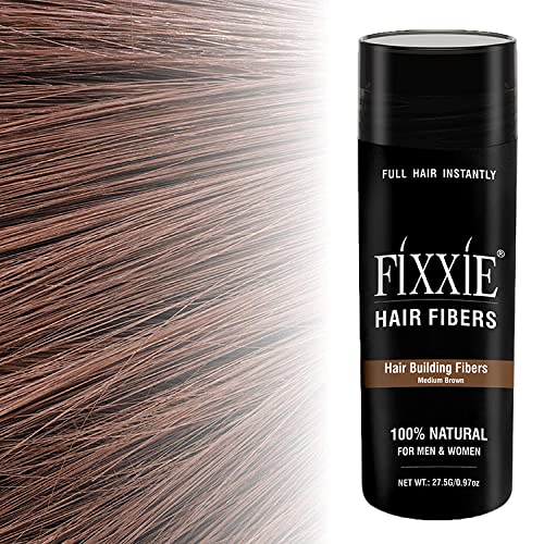 Hair Building Fibers MEDIUM BROWN for Thinning Hair 27.5g Bottle, Hair Fibre Concealer for Hair Loss for Men and Women, Naturally Thicker Looking Hair with Keratin Hair Fibres