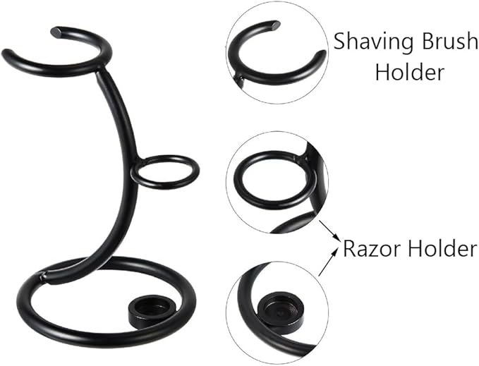 Shaving Razor and Brush Stand, Shave Brush Holder for Safety Razor Storage Holder (Gunmetal)