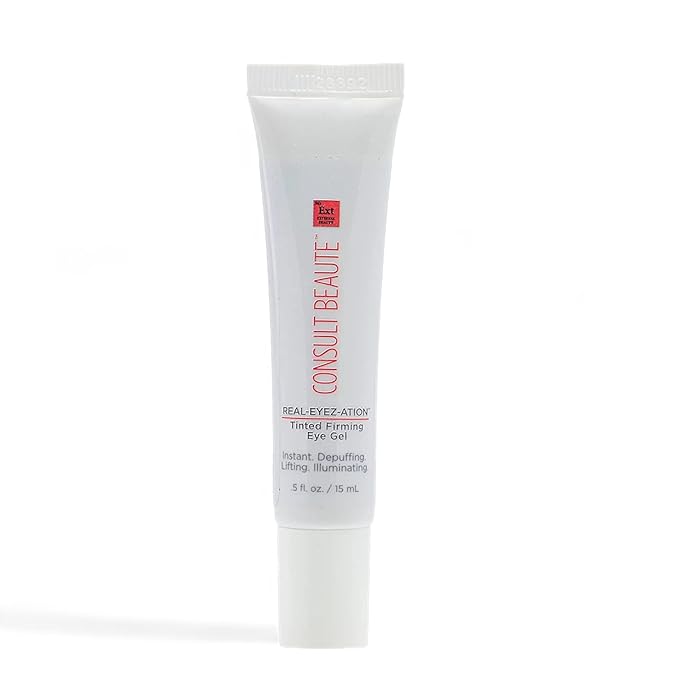 Consult Beaute Real-EYEZ-ATION Tinted Instant Firming Eye Gel - For Puffy Under Eyes - Temporary Eye Lid Lift - Illuminating - For Collagen and Elastin Production - Women and Men - .5 Fl. Oz