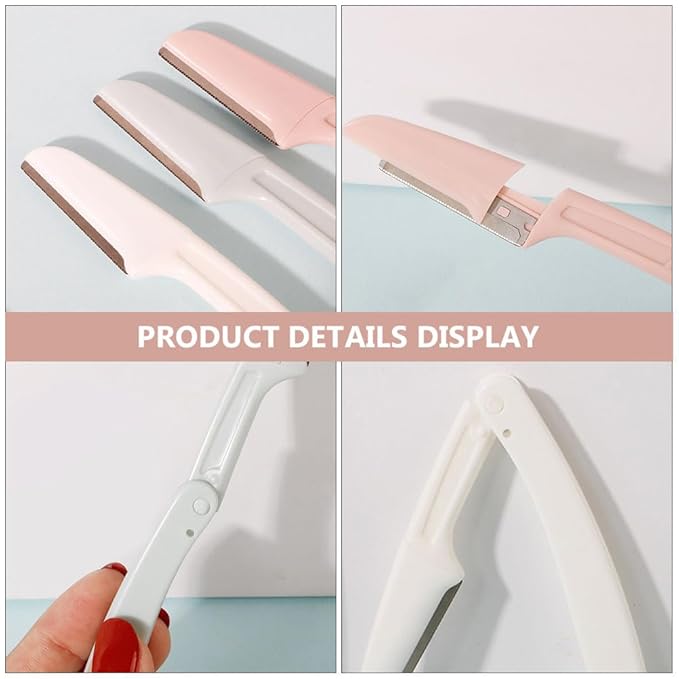 Ipetboom 6pcs Folding Eyebrow Trimmer Hair Remover Eyebrow Shaver for Women Facial Hair Razor Face Shaver Epilator Brow Razor Ladies Facial Eyebrow Shaper Foldable Blade Synthetic Resin, 15x1.3cm