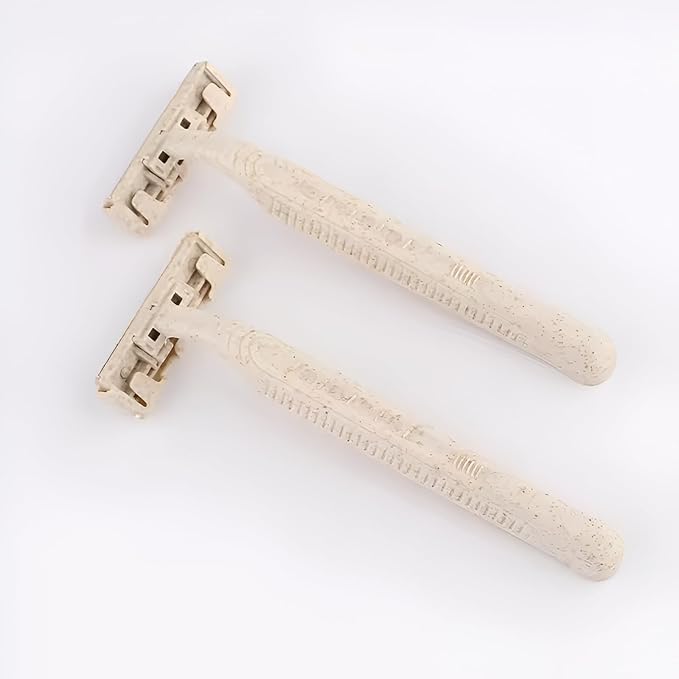 Disposable Razors Bulk for Men & Women – Twin Blade Unisex Shavers – Eco-Friendly, Biodegradable, Non-Toxic, Made from Recycled Wheat Straw 200 Count (Pack of 4)