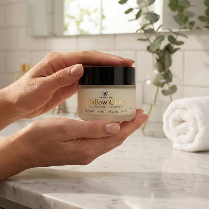 Organic Premium Grass Fed Beef Tallow for Skin Cream - With Bakuchiol & Gotu Kola for Anti-Aging, Face & Body Cream with Jojoba, Honey, Greek Olive Oil 4oz