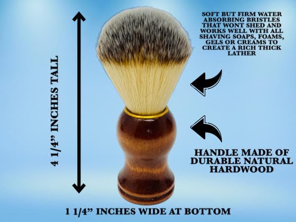 G.B.S Men's Shaving Brush 100% Synthetic Hair Beard Brush Wooden Handle Shaving Brush, Synthetic Bristles - Compliments Any Shaving Razor Fort Wet Shaving Pair with Shaving Soap Mug.