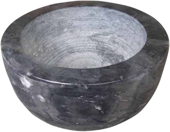 Marble Shaving Bowl，Handcrafted Black Marble Later，Shaving Soap & Cream Bowl for Men，Lather Mug with Interior Grooves Builds a Rich.