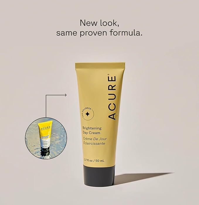 Acure Brightening Day Cream - Cica Cream, Anti Aging Moisturizer to Brighten for Women & Men, Facial Lotion, Skincare with Argan Oil to Replenish, Tone Dry Skin & Hydrate, Cruelty Free - 1.7 fl oz