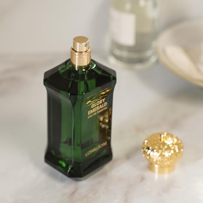 Lonkoom Glory Emerald Perfume for Women Men, 3.4 Fl Oz/100ml Eau De Parfum Spray Unisex Long-Lasting Fragrance, Fruity Notes of Citrus Lemon Cattail Patchouli Amber Rose Sandalwood Seaweed Sedge