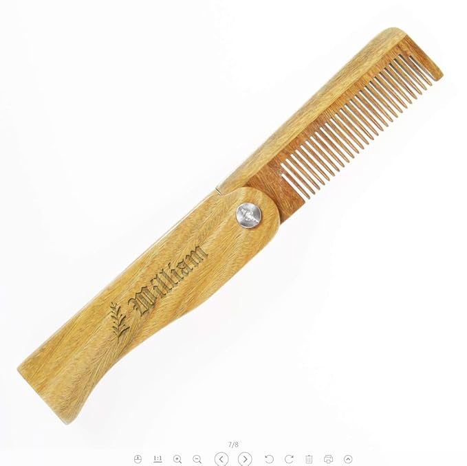 Onedor Wooden Comb, Personalized Custom Fine Tooth Combs for Men's Hair, Beard & Mustache, Anti-Static Sandalwood Comb, 100% Nature Handmade, Customized Gifts for Men - With Leather Case