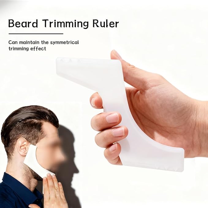 4 Pcs Men's Beard Trimming Tool Reusable Hairline Shaping Tool, Goatee Groomer Portable Plastic Template Set for Hair and Beard (White)