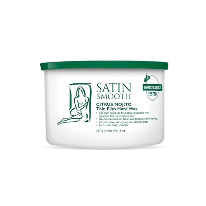 Satin Smooth Citrus Mojito Thin Film Hard Wax - Hair Removal Wax, No Strip Waxing for Sensitive Skin, Ideal for Fine to Medium Hair, 14oz.