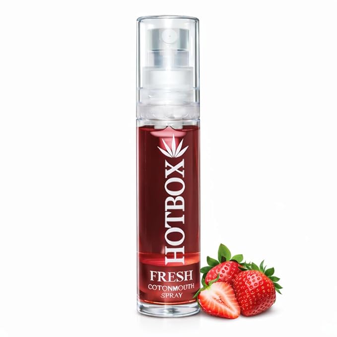 HOTBOX Fresh Cottonmouth Spray, Mint Grape Strawberry Flavors, Mouth Freshener (1 Pack-Strawberry)