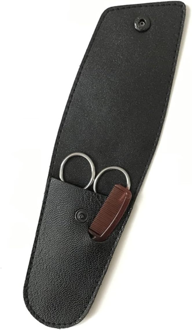 SOIMISS Stainless Steel Eyebrow and Mustache Scissors 2pcs Set Black Fine Beard Trimming Grooming Tool for Men and Women