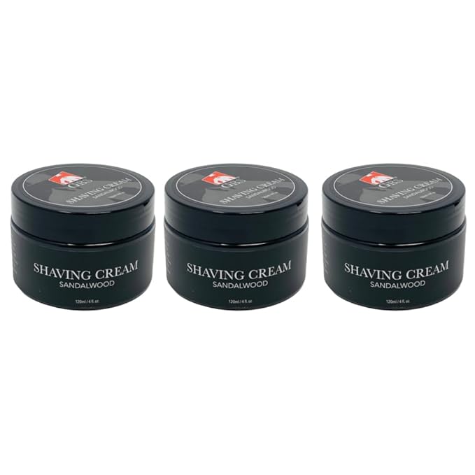 G.B.S Sandalwood Shaving Cream for Sensitive Skin, Hydrates, Nourishes for Close Smooth Shave, Protects Skin from Cuts, Bumps, Redness and Irritation (Pack of 3)