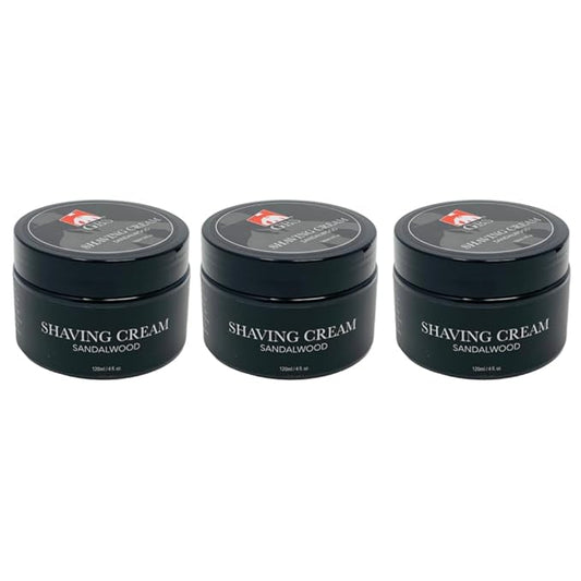 G.B.S Sandalwood Shaving Cream for Sensitive Skin, Hydrates, Nourishes for Close Smooth Shave, Protects Skin from Cuts, Bumps, Redness and Irritation (Pack of 3)