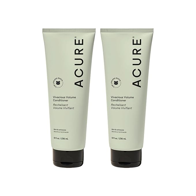 Acure Vivacious Volume Conditioner - Volumizing Conditioner for Women & Men, Lightweight & Moisturizing for Fine, Thinning Hair, Boost & Lift Thin Hair, Paraben & Sulfate Free, Vegan- 8 fl oz (2 Pack)