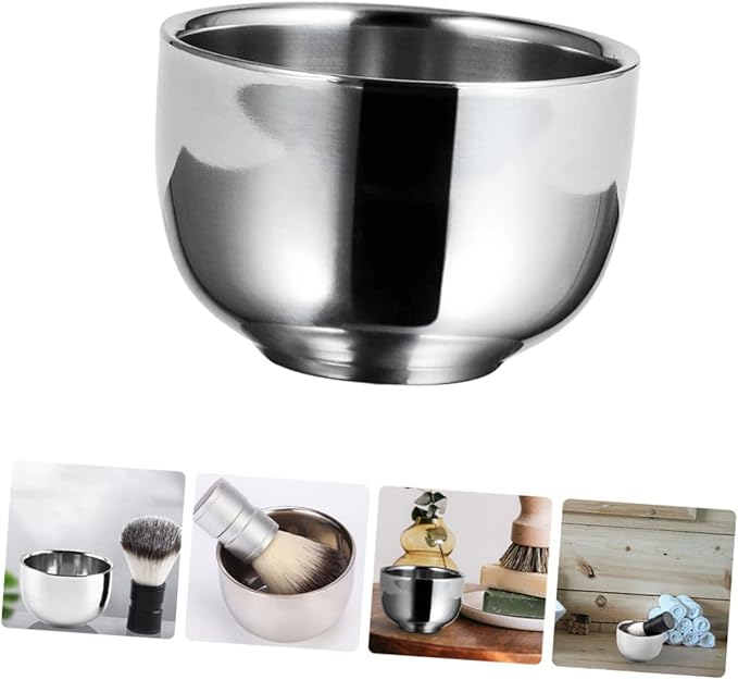 2pcs Travel-friendly Shaving Soap Bowl Men's Stainless Steel Shaving Mug Foaming Function