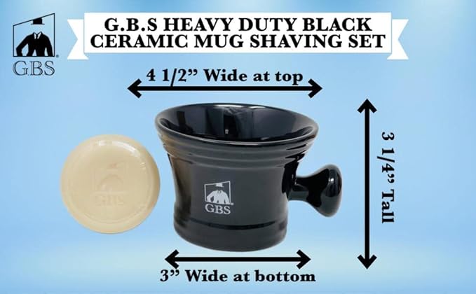 G.B.S Shaving Brush with All Natural Shave Soap, Shave Brush Stand and Ceramic Shaving Mug Kit