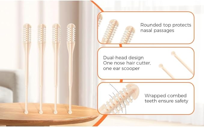 Practical,Super-Popular,Nasal Hair Cutter,2025 New Mini Double Sided Nose Hair Trimmer with Ear Picker,Handheld 360° Rotating Nose Hair Removal for Men,Women (2 Pcs)