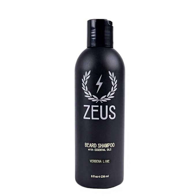 ZEUS Beard Shampoo - Cleansing & Moisturizing with Green Tea & Natural Ingredients to Soften, 8 oz (Made in USA) Verbena Lime