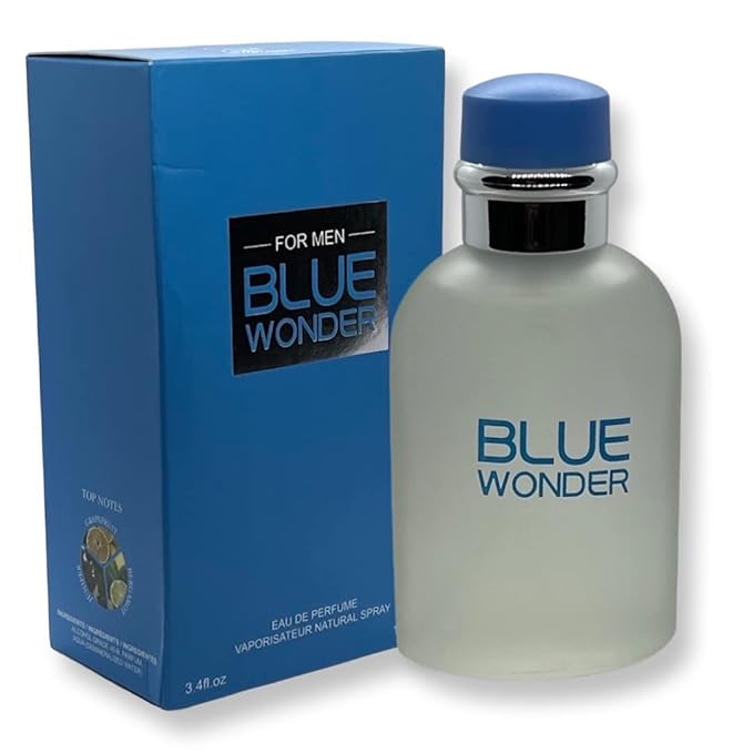 Blue Wonder For Men Eau de Parfum- 3.4 Fl Oz Fragrance - Top Notes: Grapefruit, Juniper and Bergamot