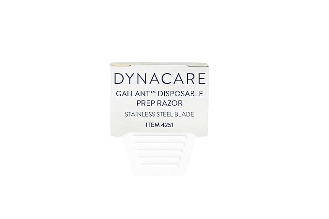 Dynarex Gallant Disposable Prep Razors, Used before ECG and other Procedures, Disposable Razors with Open Design, Ergonomic Surgical Prep Razors, 1 Box of 50 Razors