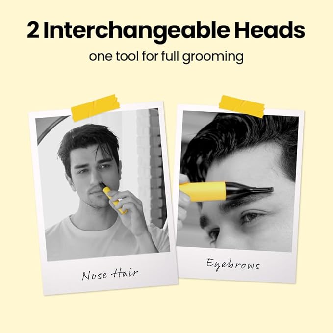 Gorilla Technique Nose Ear Hair Trimmer for Men, Rechargeable 2-in-1 Trimmer for Nose Ear Eyebrow Hair Removal, No Pull No Snag Grooming with High-Speed 10,000rpm Motor, 2 Heads