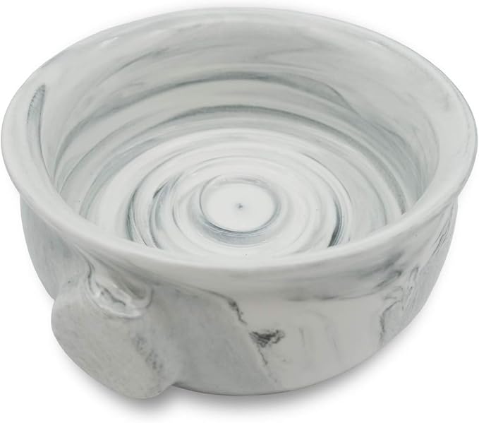 Ceramic Shaving Soap Bowl For Men, Non-slip Handle, Wide Mouth, Large Capacity, Easier to Lather-White& Black