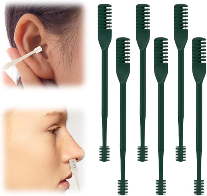 2-in-1 Nasal Hair Cutter, 2025 New 360° Rotating Nose Hair Trimmer Remover Tool,Portable Nasal Grooming Kit for Travel, Safe Design Nose Hair Scissors for Men and Women (Dark Green*6)