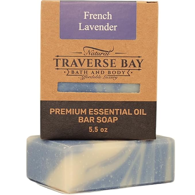 Traverse Bay Bath and Body Natural Cold Process Soap His & Hers 4-Bar Variety Pack, Brown Windsor, French Lavender, Eucalyptus Mint, Bergamot Rose, 5.5 oz Each, 22+ oz Total