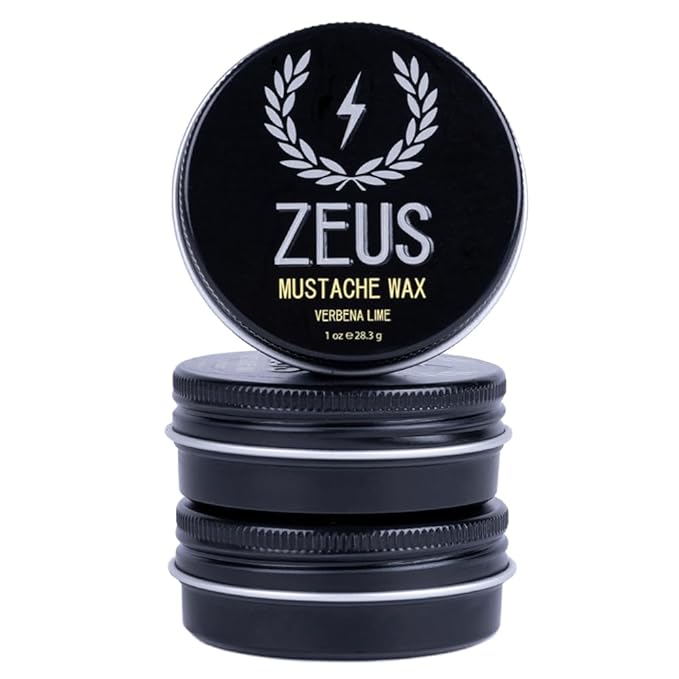 ZEUS Mustache Wax for Men with Natural Shine, Moisturizing & Conditioning Formula, Light to Medium Hold for Styling & Shaping Facial Hair (Made in USA) 3 oz.