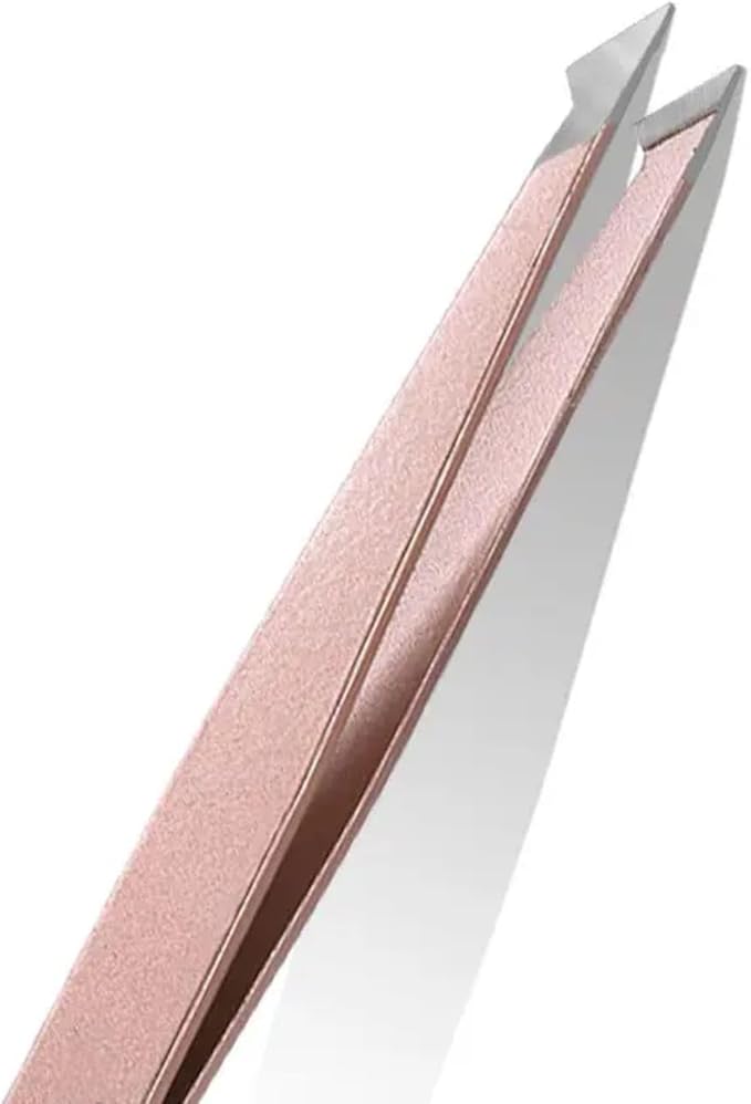 4-Piece Stainless Steel Tweezer Set - Tweezers for Eyebrows, Precision Tweezer Set for Women & Men - Ingrown Hair Tweezer, Long Lash & Eyelash Tweezers, Tweezers for Crafting (Rose Gold)
