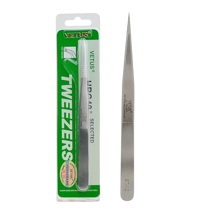 LASHVIEW Lash Tweezer, Vetus Straight Pointed Eyelash Tweezers for Profissional Grafting Eyelash Extension, Stainless Steel Needle Nose Tweezers for Lash Extension Stickers Precision Electronics, ST12