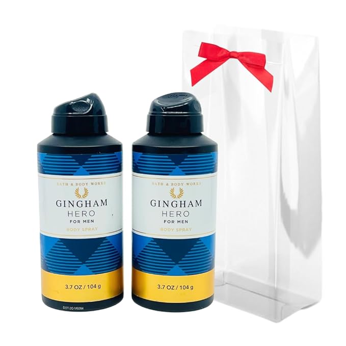 Bath & Body Works Men's Collection Deodorizing Body Spray - GINGHAM HERO - Gift Pack for Holiday - Lot of 2