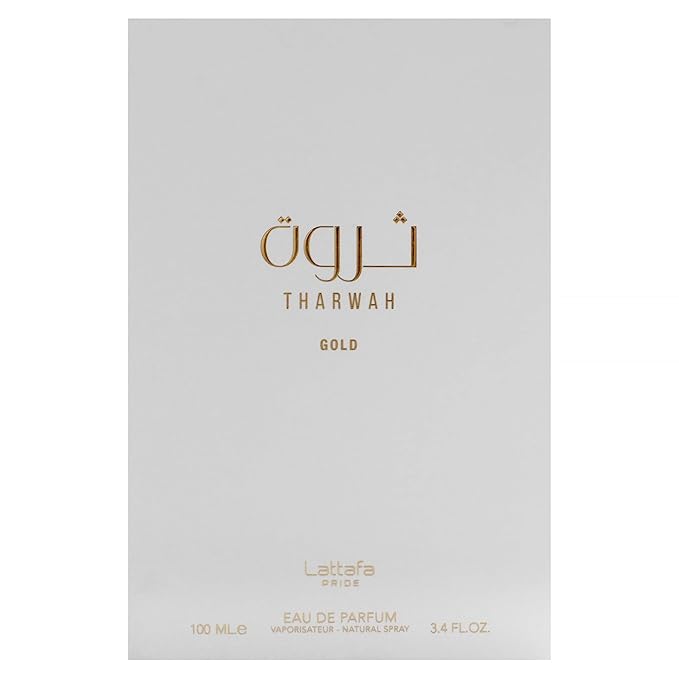 Lattafa Perfumes Tharwah Gold for Unisex Eau de Parfum Spray, 3.4 Ounce