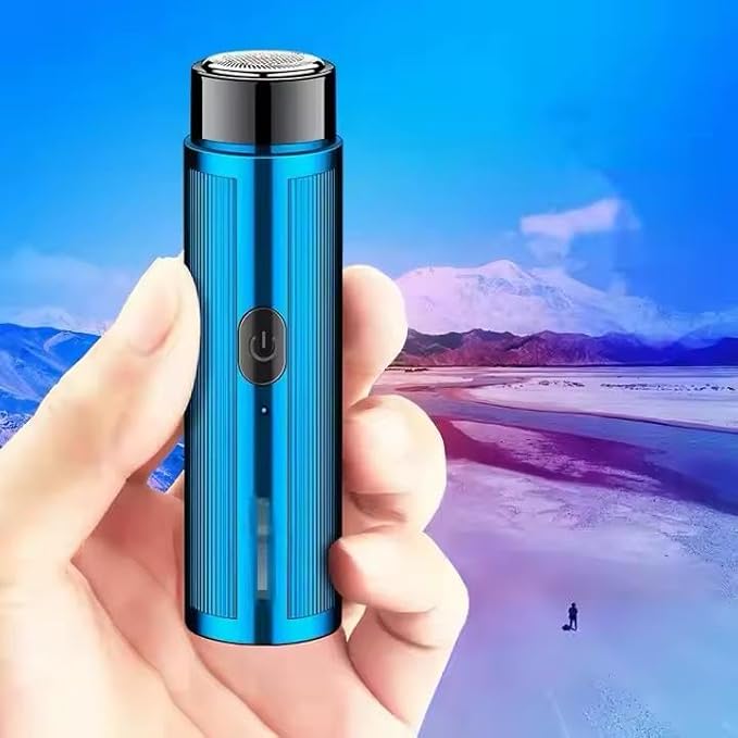 Mini Portable USB Rechargeable Electric Shaver – Compact & Waterproof Razor for Men & Women | Travel-Friendly, Precision Grooming for Face & Body | Ultra-Smooth Dry Shave | USB Charging - Blue