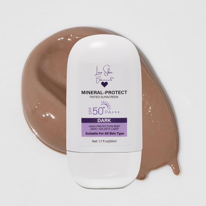 Mineral Protect Tinted Sunscreen SPF 50 PA+++ – Dark Tint | 100% Mineral, Reef-Safe, Unscented, Broad Spectrum Daily Face Sunscreen