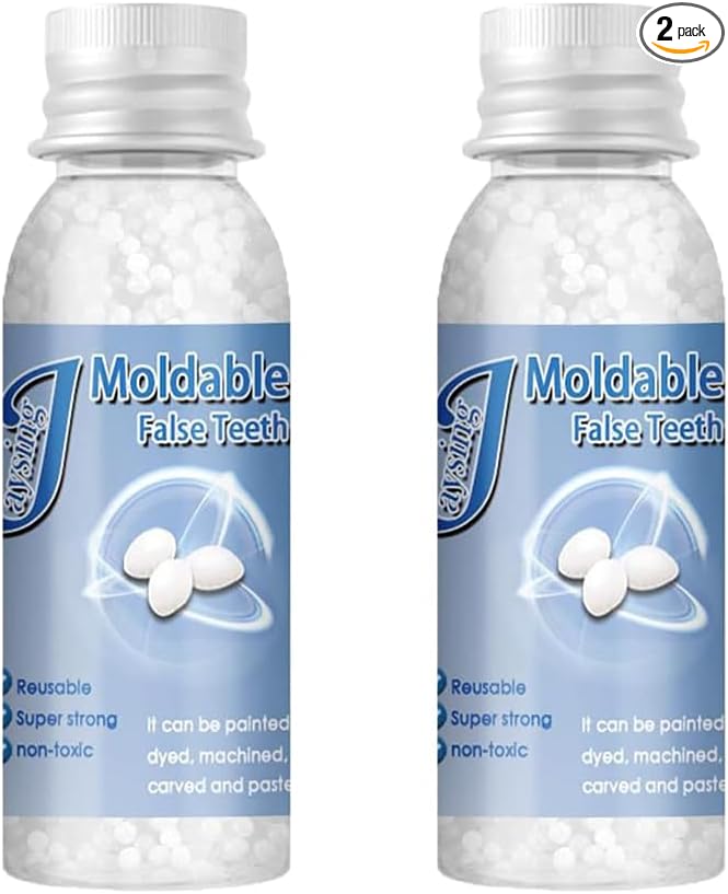 Provisional Teeth Decoration Fake Tooth High Hardness, Durable, and Reusable. (2 Bottles, Fl Oz, 1)