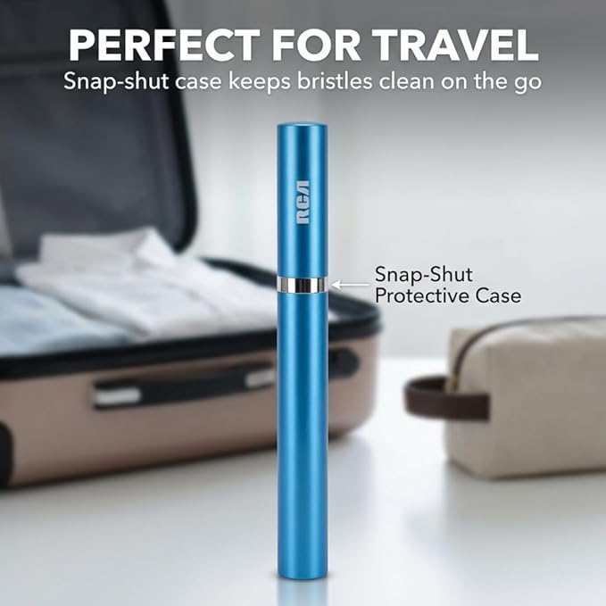 RCA Sonic Electric Toothbrush for Adults – Battery Powered Toothbrush with Extra Brush Head, Spin Brush Toothbrush for Travel - Blue