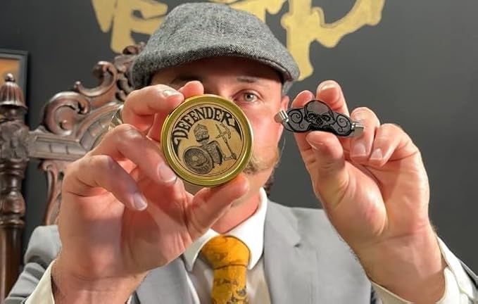THE VINTAGE GROOMING CO. Defender Mustache Balm and Defender Mustache Guard Set | 2oz Mustache Balm & Mustache Drinking Protector